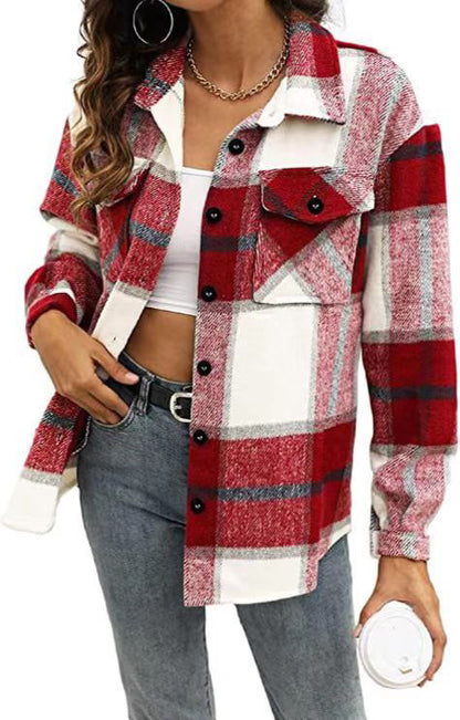 Womens Fall Outfits Fashion Clothes Shackets Flannel Plaid Button Down Long Sleeve Shirts Jackets 2024