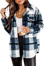 Womens Fall Outfits Fashion Clothes Shackets Flannel Plaid Button Down Long Sleeve Shirts Jackets 2024