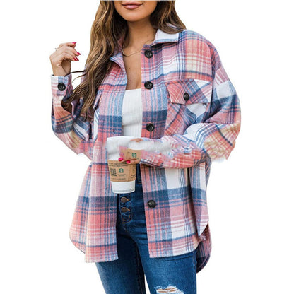 Womens Fall Outfits Fashion Clothes Shackets Flannel Plaid Button Down Long Sleeve Shirts Jackets 2024